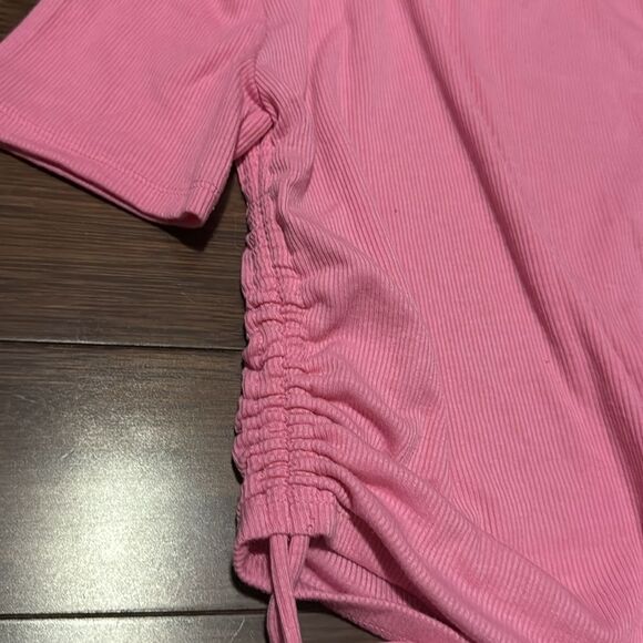 Pink Zara Ribbed Crop Top - Side Tie Up - Can Adjust Length - T Shirt - Medium - Picture 4 of 4